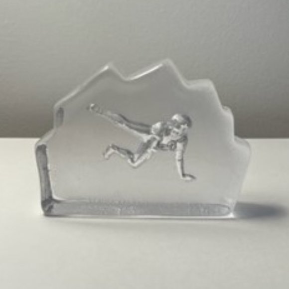 Vintage Etched Glass Paperweight with Gymnast - Picture 1 of 4